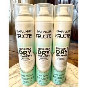3pc NEW! Garnier Fructis Invisible Dry Shampoo Coco Colada Silicone Free 4.4oz